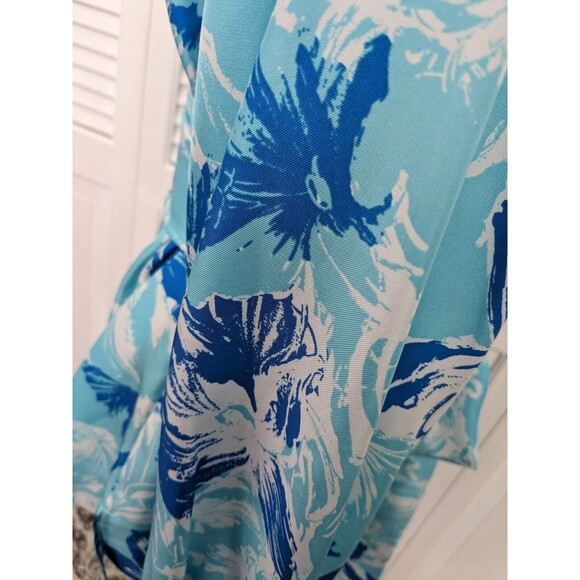 Carlisle Collection Top Women's 12 100% Silk Blue Designer Blouse Sash NEW - Picture 15 of 16